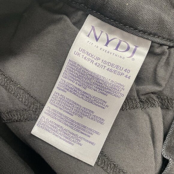 NYDJ Women's Size 10 Black Denim Cropped Wide Leg Trinity Button Fly Jeans Raw - Picture 10 of 14